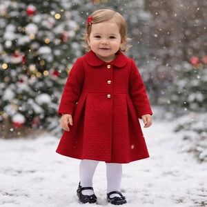 Nannette Baby Red Dress Coat 18M Gold Buttons NWT